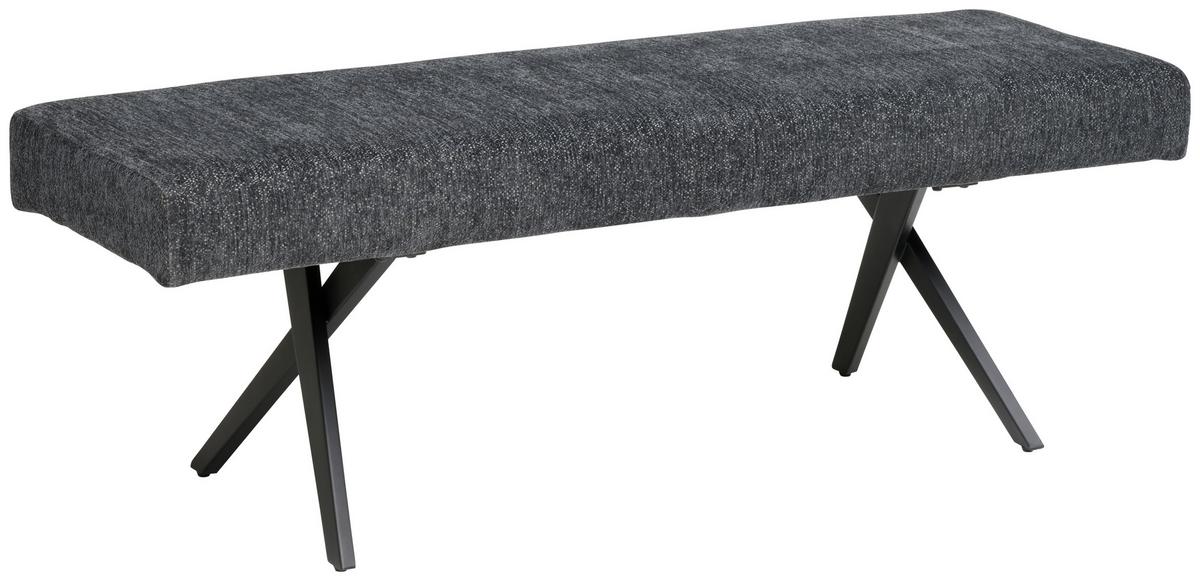 Sitzbank Chios Leinenoptik Grau, B: 140 Cm - Dunkelgrau/Schwarz, KONVENTIONELL, Textil/Metall (140/49/47cm) - MID.YOU