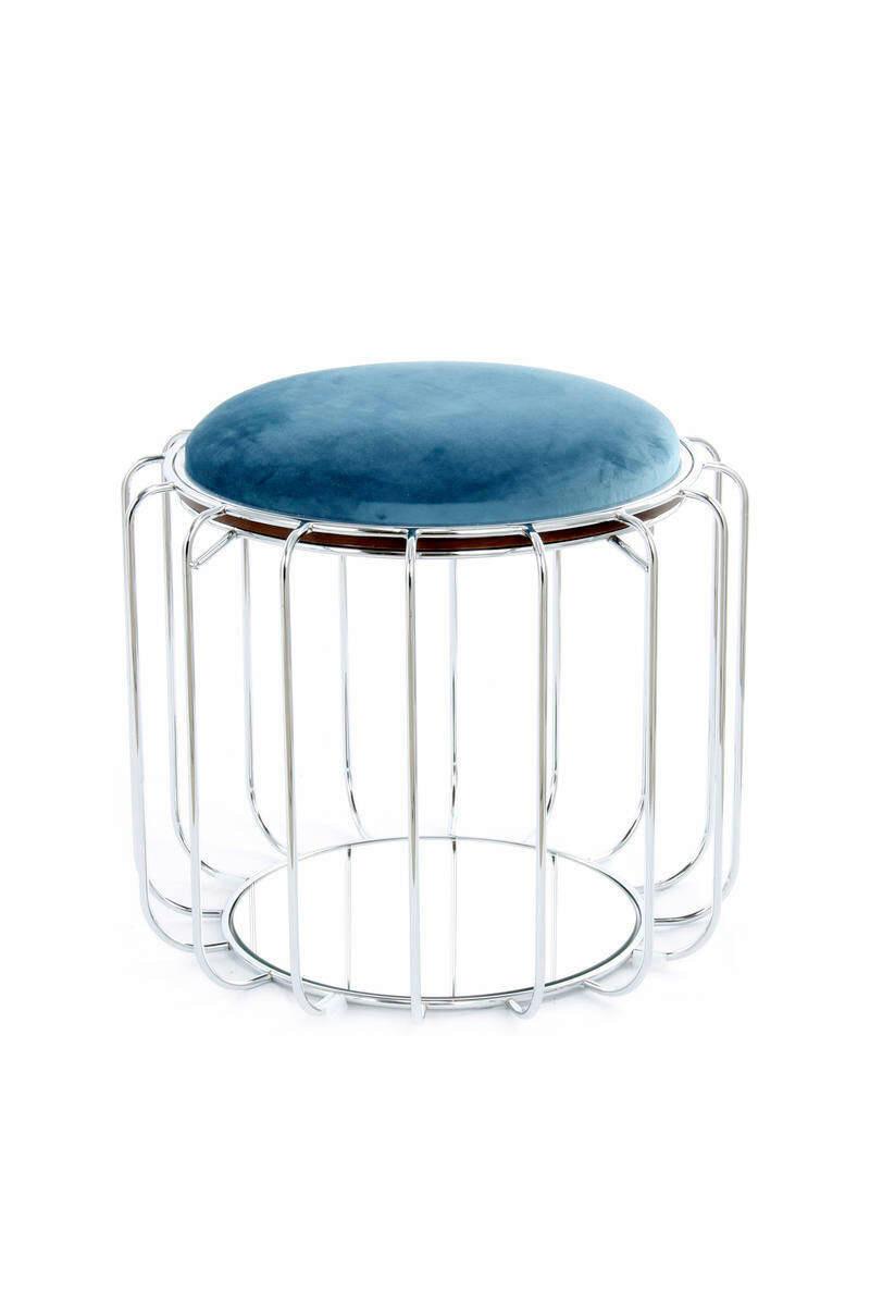Beistelltisch/pouf 2 In 1 Comfortable Silber/petrol - Silberfarben/Petrol, Basics, Glas/Holzwerkstoff (50/50/45cm) - Kayoom