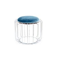 Beistelltisch/pouf 2 In 1 Comfortable Silber/petrol - Silberfarben/Petrol, Basics, Glas/Holzwerkstoff (50/50/45cm) - Kayoom