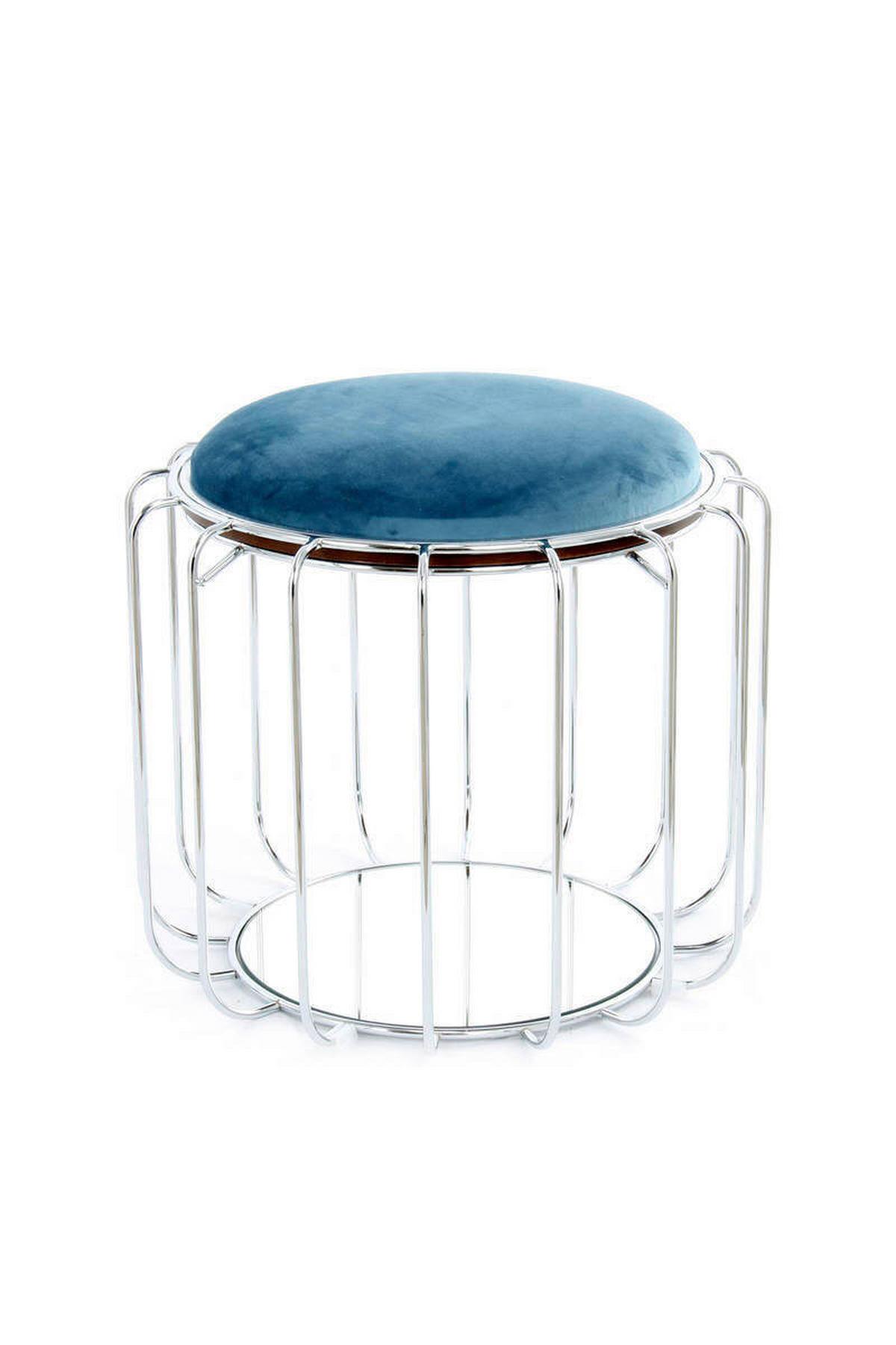 Beistelltisch/pouf 2 In 1 Comfortable Silber/petrol - Silberfarben/Petrol, Basics, Glas/Holzwerkstoff (50/50/45cm) - Kayoom