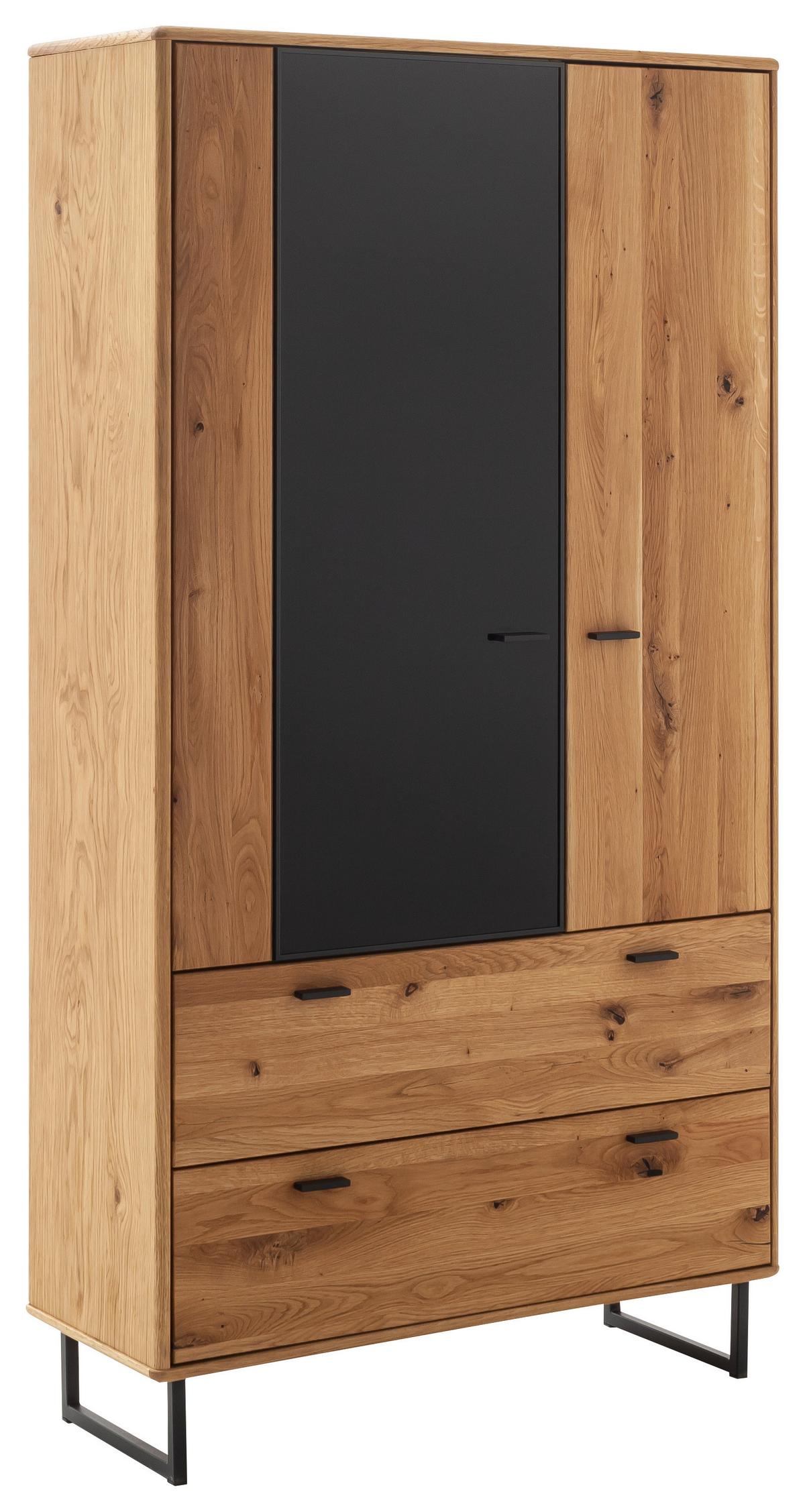 Vitrine Arezzo Wildeiche/Anthrazit B: 100 cm - Wildeiche/Anthrazit, Design, Glas/Holz (100/186/37cm) - MID.YOU