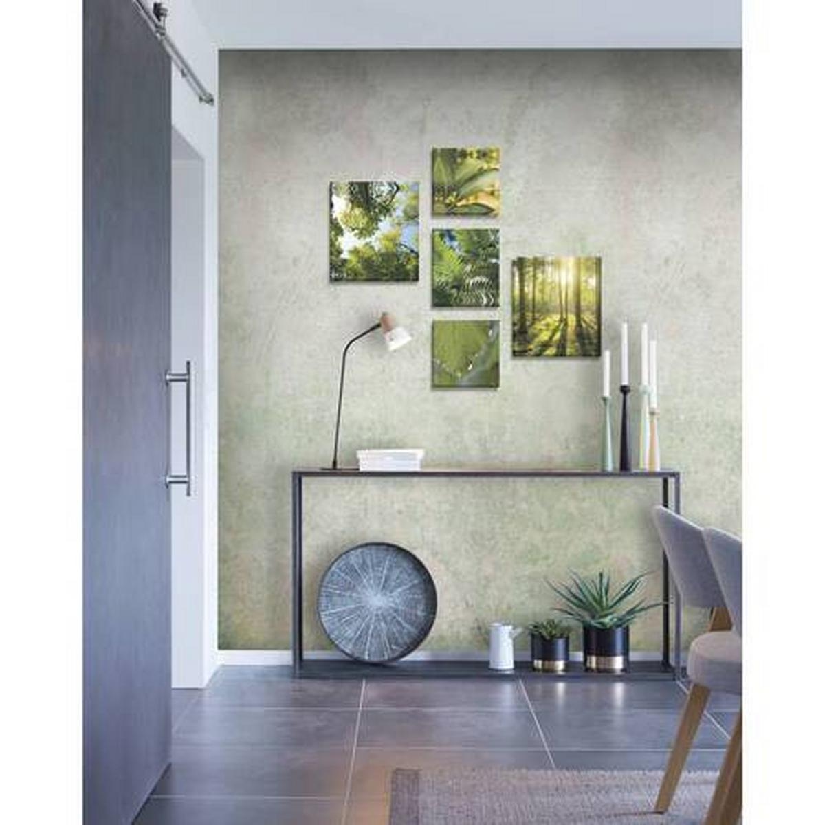 Leinwandbild Grüne Stille - Grün, Basics, Wellpappe/Textil (80/60/3cm)