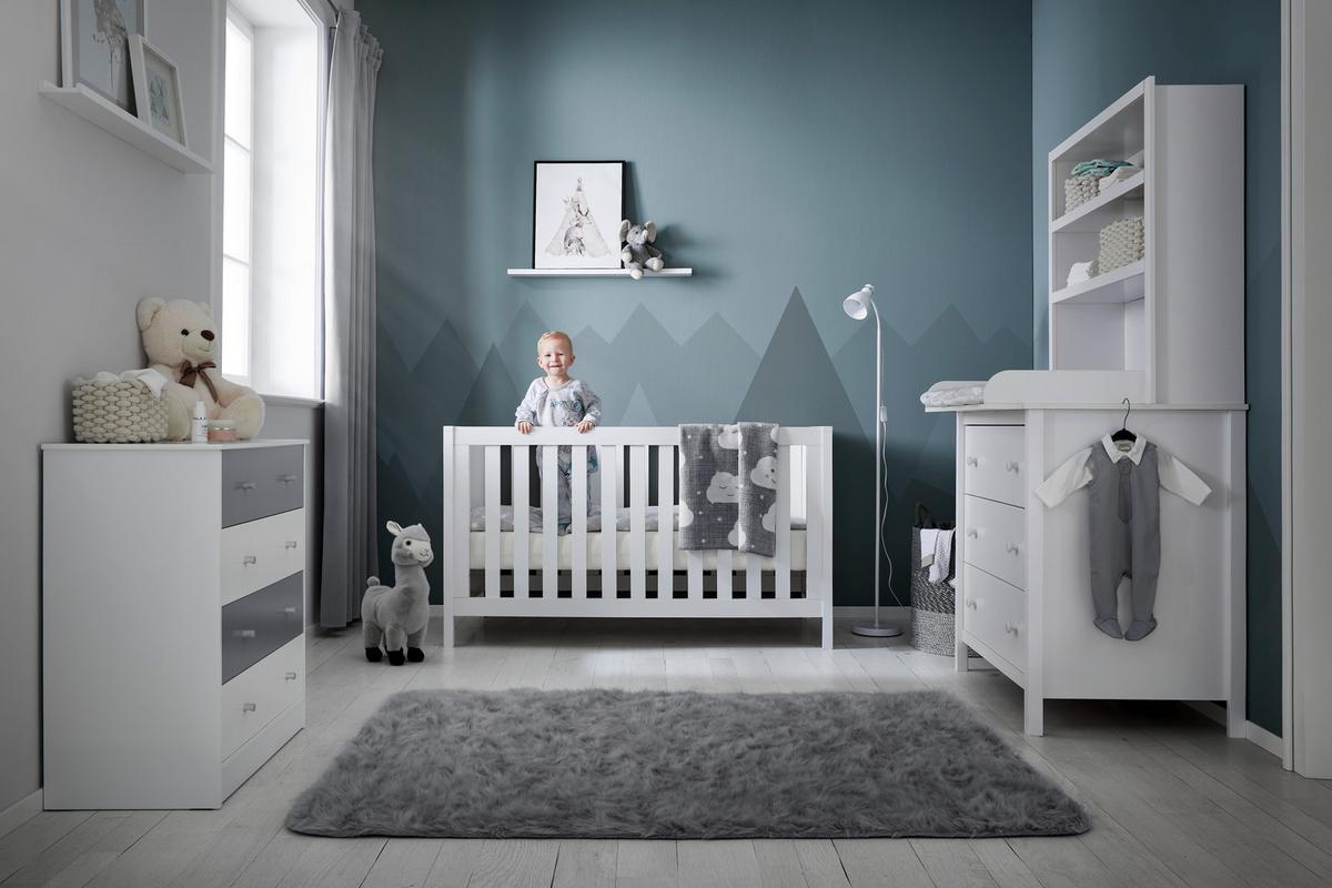 Dětská postýlka MARIA - bílá, Moderní (145,8/75/84,4cm) - Bessagi Kids