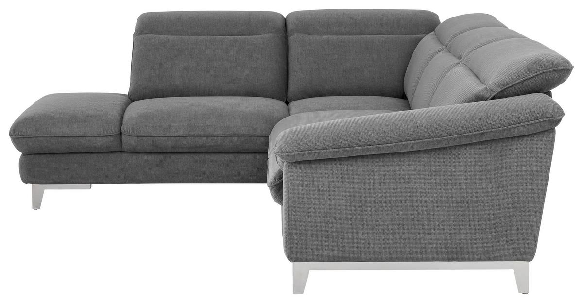 Ecksofa Mit Schlaffunktion Teresa Dunkelgrau 232x293 Cm - Chromfarben/Dunkelgrau, Design, Textil (232/293cm) - Livetastic