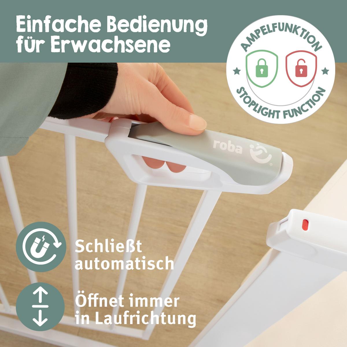 Türschutzgitter Metall erweiterbar, weiß - Weiß, Basics, Metall (75/80/3cm) - Roba