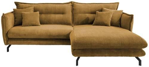Ecksofa Lava Goldfarben S: 255/180 cm - Goldfarben/Schwarz, MODERN, Textil (255/180cm) - Livetastic