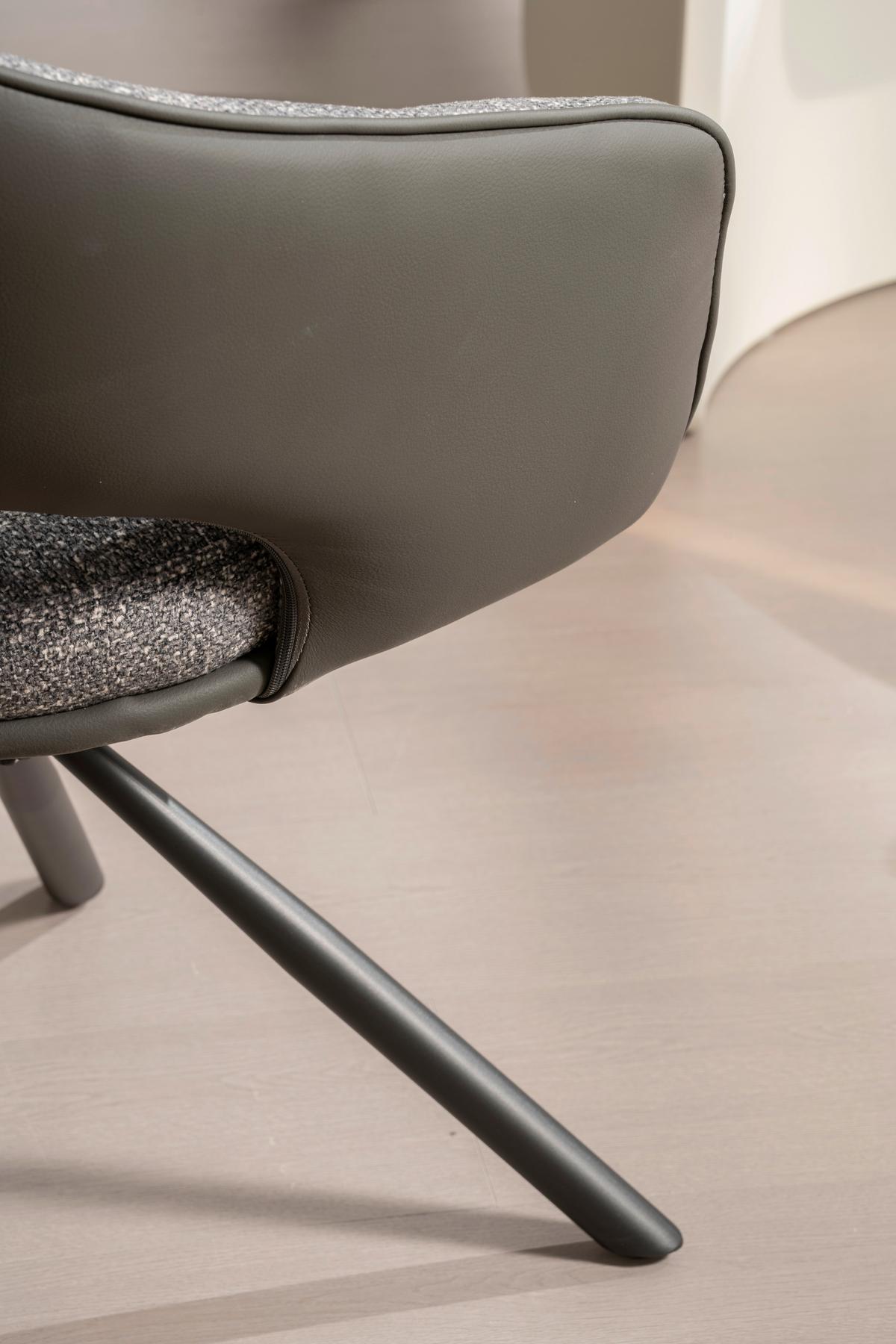 Armlehnstuhl Alva Leinenoptik Grau, B: 58 cm - Dunkelgrau/Grau, LIFESTYLE, Holz/Textil (58/83/62cm) - Livetastic