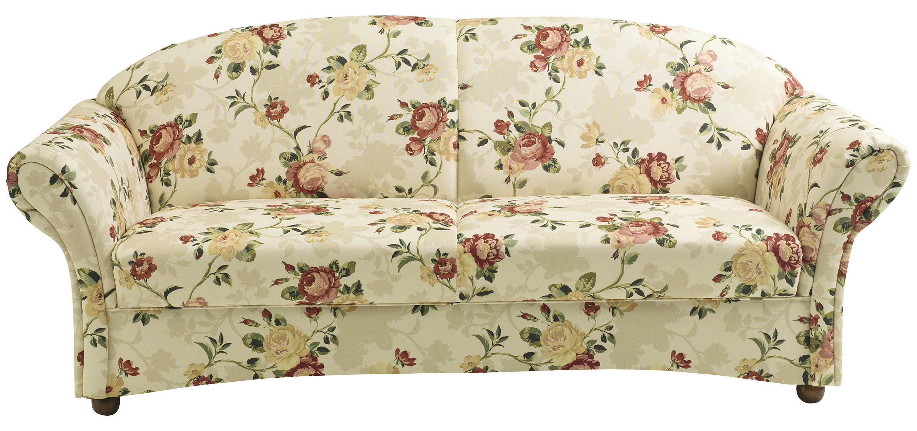 3-Sitzer-Sofa Corona Gelb/Rot/Beige, Blumen Design - Gelb/Beige, Design, Textil (202/85/81cm) - Max Winzer