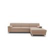 Ecksofa Jamie Rücken Echt Beige Webstoff - Chromfarben/Beige, KONVENTIONELL, Textil (251/150cm) - MID.YOU