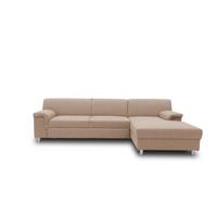 Ecksofa Mit Schlaffunktion Jamie Beige Webstoff - Chromfarben/Beige, KONVENTIONELL, Textil (252/150cm) - MID.YOU
