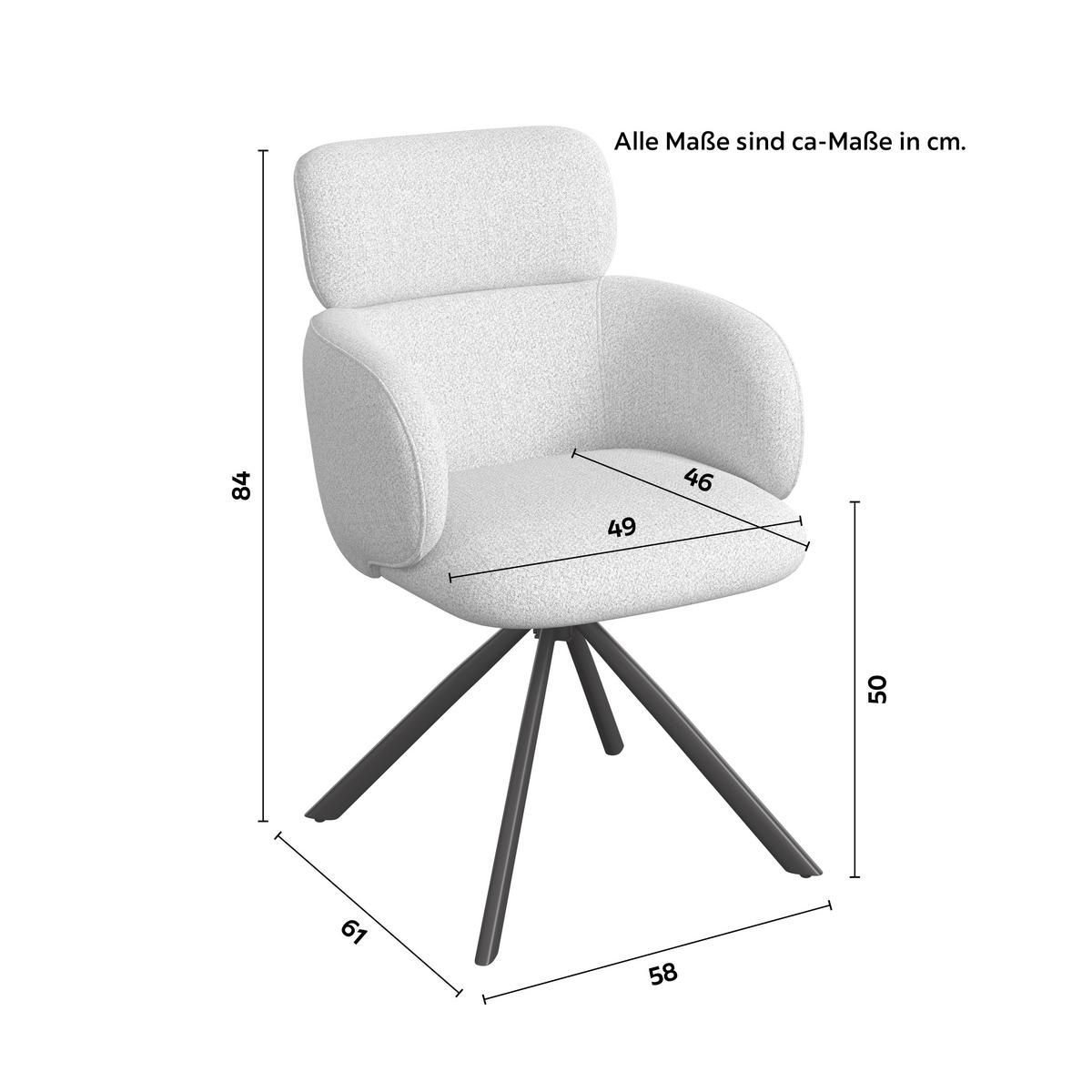 STOLIČKA S PODRÚČKAMI LIORA - čierna/krémová, Modern, kov/textil (58/84/61cm) - Bessagi Home