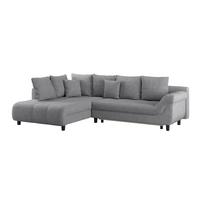 Ecksofa Mit Schlaffunktion + Bettkasten Mendoza, Webstoff - Schwarz/Grau, Design, Textil (197/309cm) - Ondega