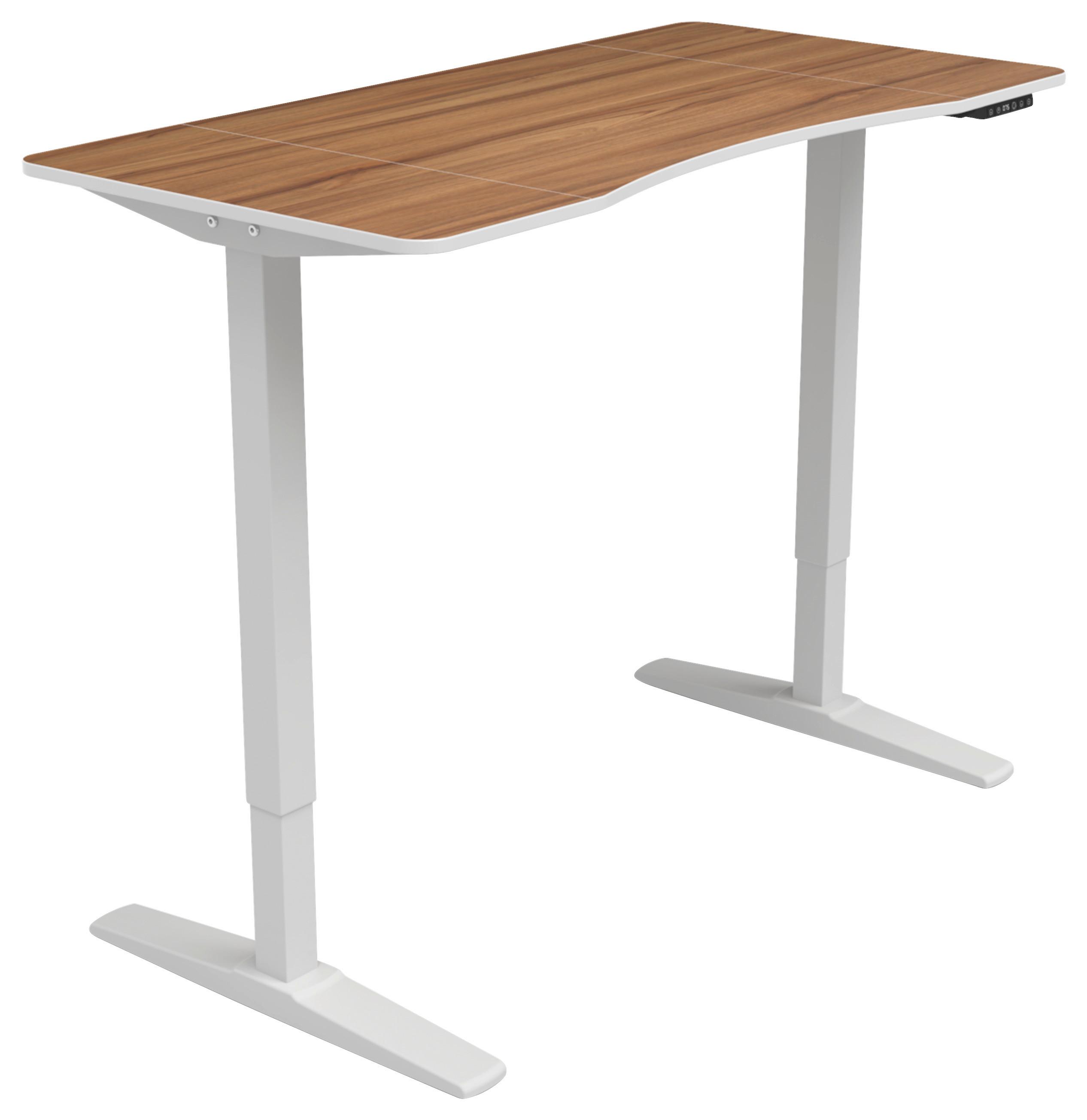 Schreibtisch höhenverstellbar B: 70 cm H: 75 cm Comfort - Walnussfarben/Weiß, MODERN, Holzwerkstoff/Kunststoff (120/75-120/70cm) - MID.YOU