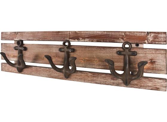 Hakenleiste Sailor 3 - Braun, MODERN, Holz/Metall Hakenleiste Sailor 3 - Braun, MODERN, Holz/Metall