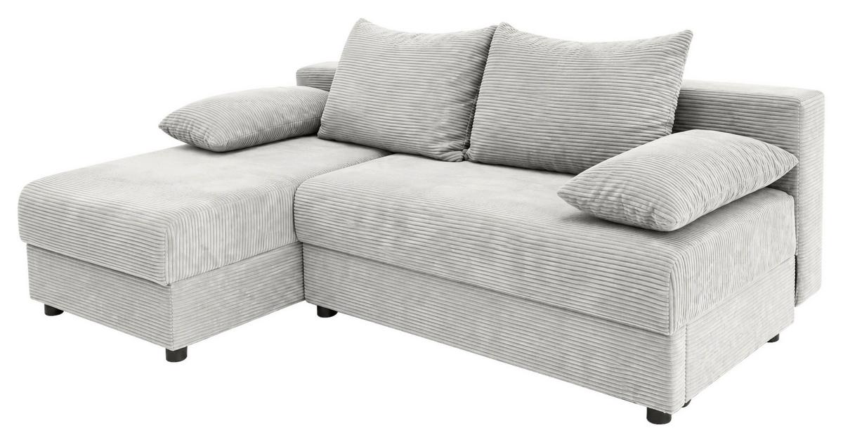 Ecksofa mit Bettfunktion Lima, Beige, 195x140cm - Beige/Schwarz, Trend, Holz/Kunststoff (195/140cm)