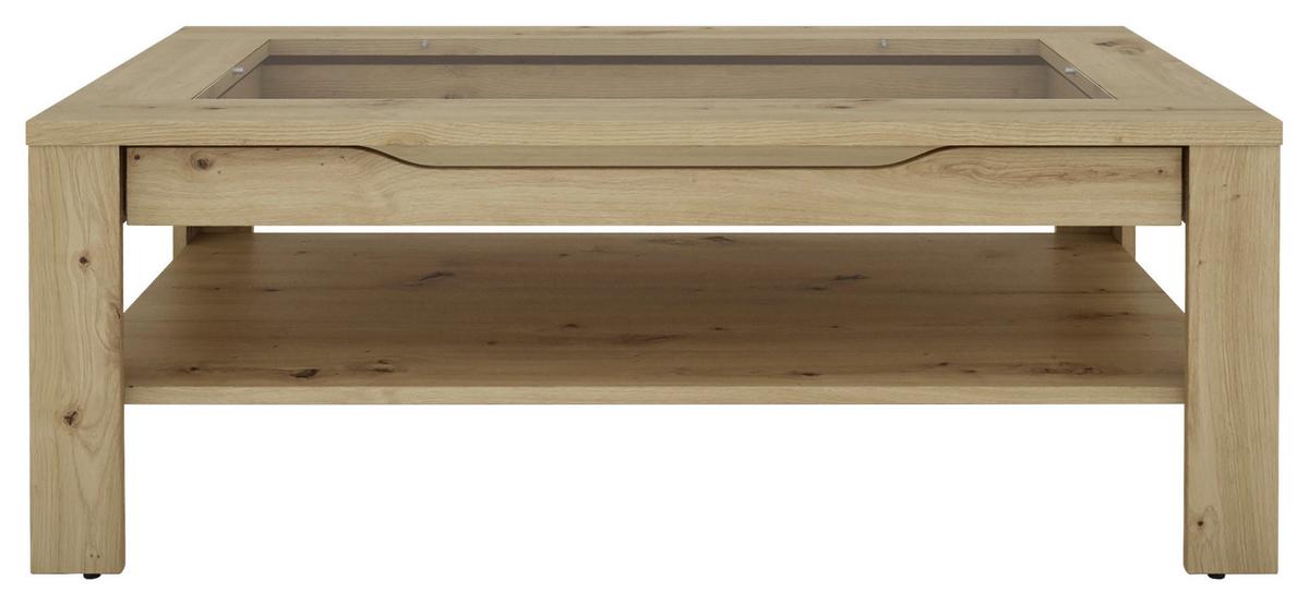 Couchtisch mit Stauraum Ralph Eiche Artisan Dekor - Eiche Artisan, Basics, Glas/Holzwerkstoff (110/67/43cm) - MID.YOU
