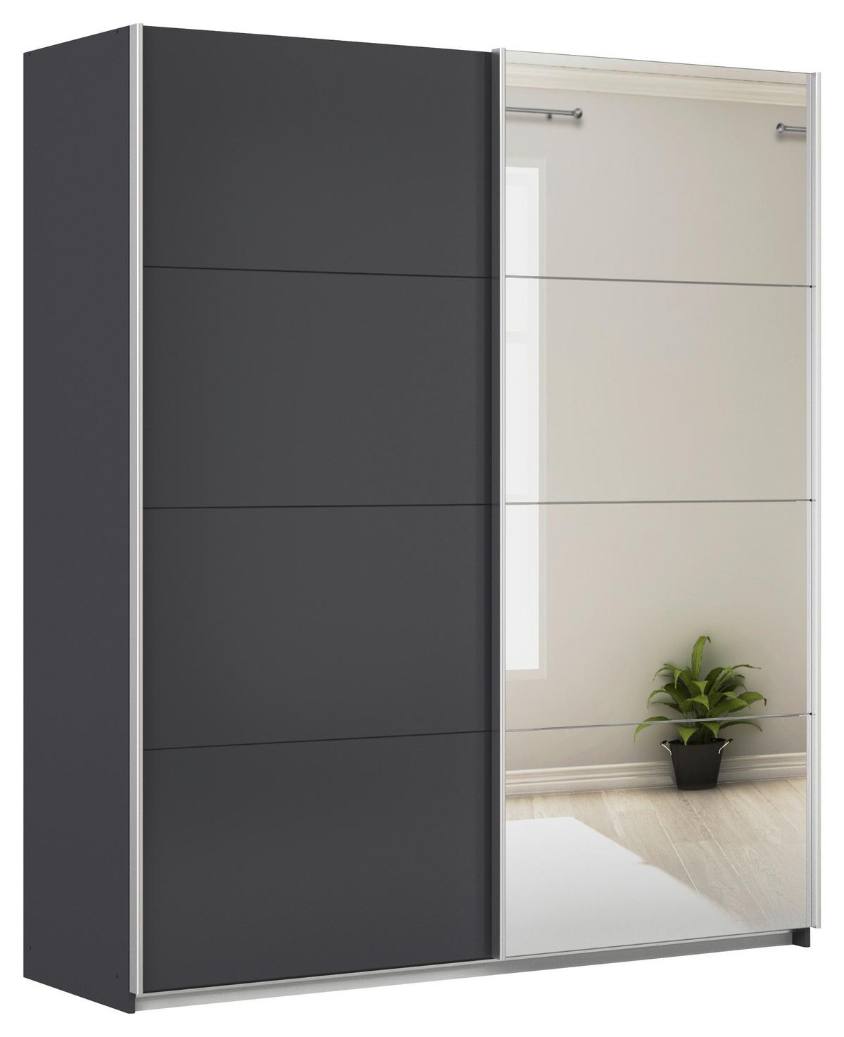 Schwebetürenschrank Feldkirch 181 Normalhöhe - Anthrazit/Silberfarben, MODERN, Holzwerkstoff (181/210/62cm)