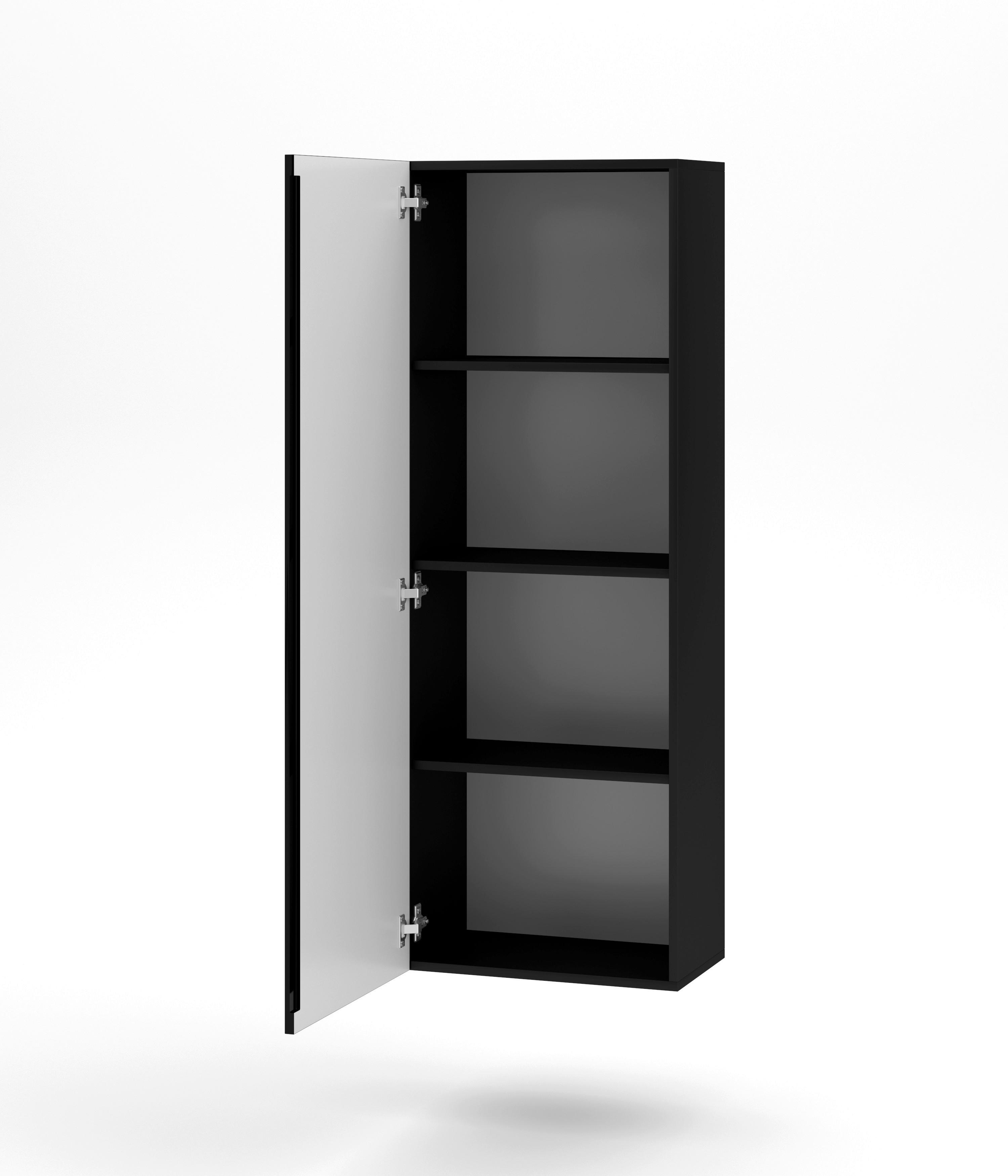 Hängevitrine Wandvitirine Vivien 09 Led - Schwarz Hochglanz/Schwarz, Design, Glas/Holzwerkstoff (40/140/30cm) - Livetastic
