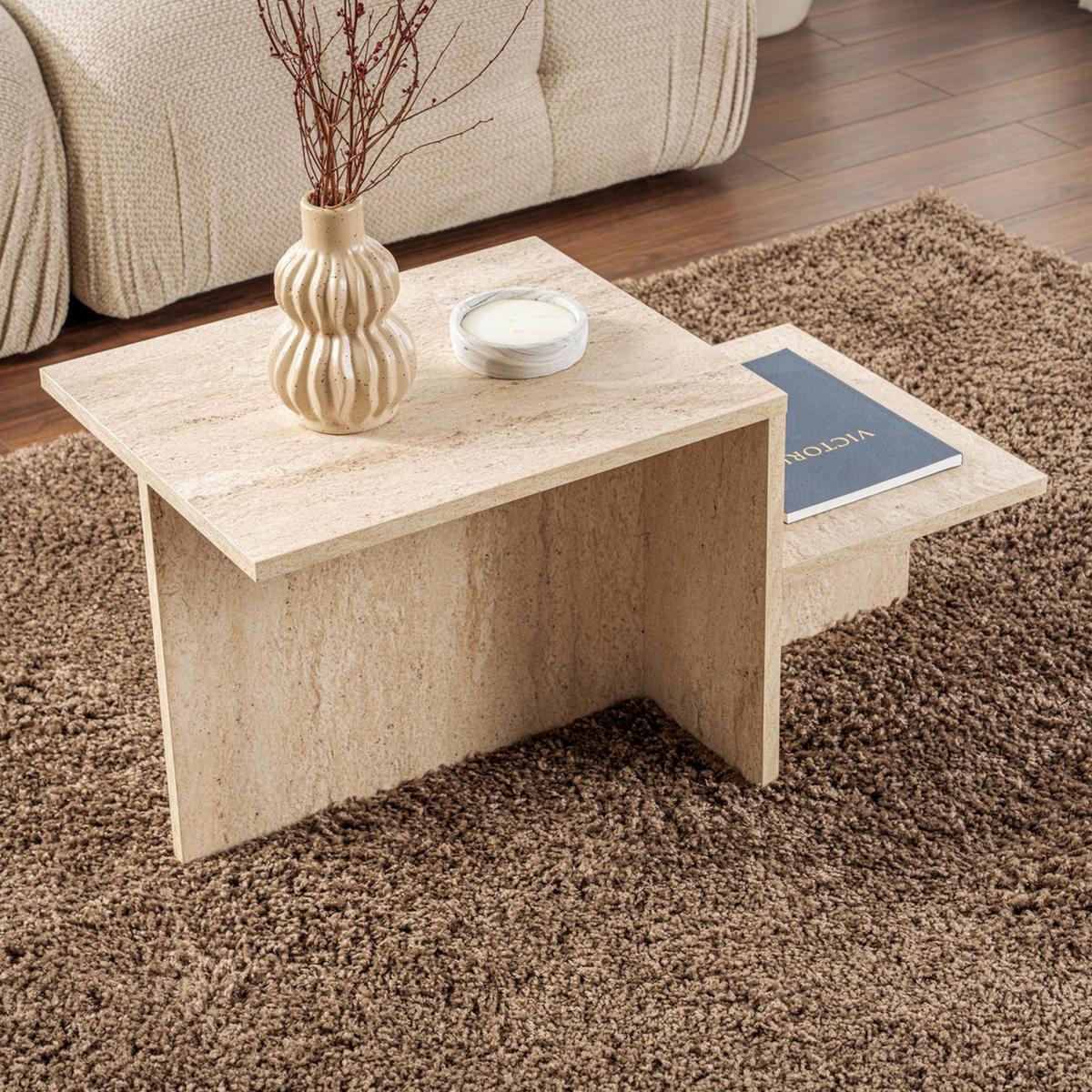 COUCHTISCH Harmony Creme L: 80cm - Creme, Design, Holzwerkstoff (80/40/40-23cm) - MID.YOU