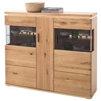 Highboard Teilmassiv B: 150 Cm Barcelona Eichefarben - Eichefarben, Design, Glas/Holz (150/128/37cm) - Livetastic