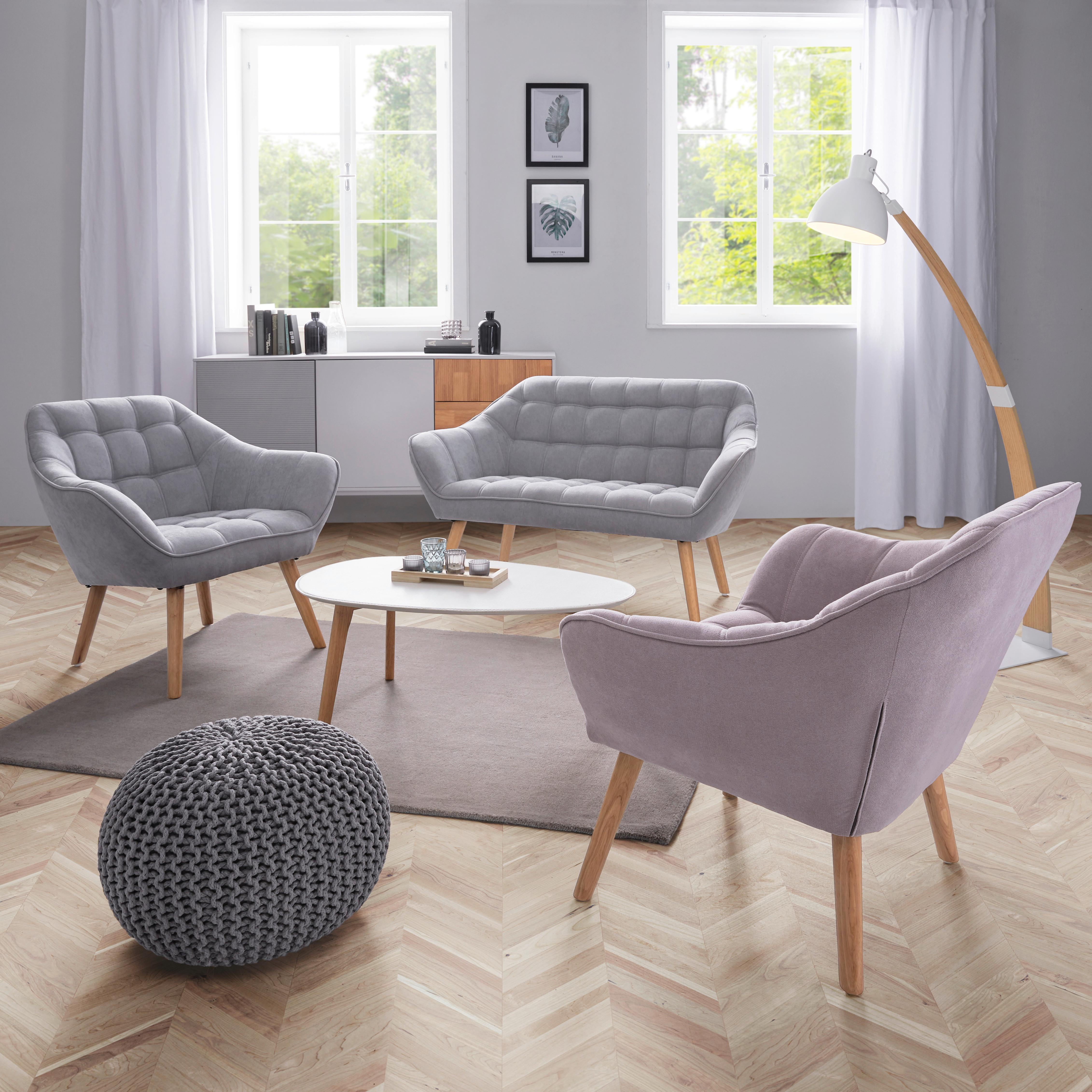 Dvojmiestna pohovka Monique, svetlosivá - svetlosivá, Modern, drevo/textil (127/76/74,5cm) - Bessagi Home