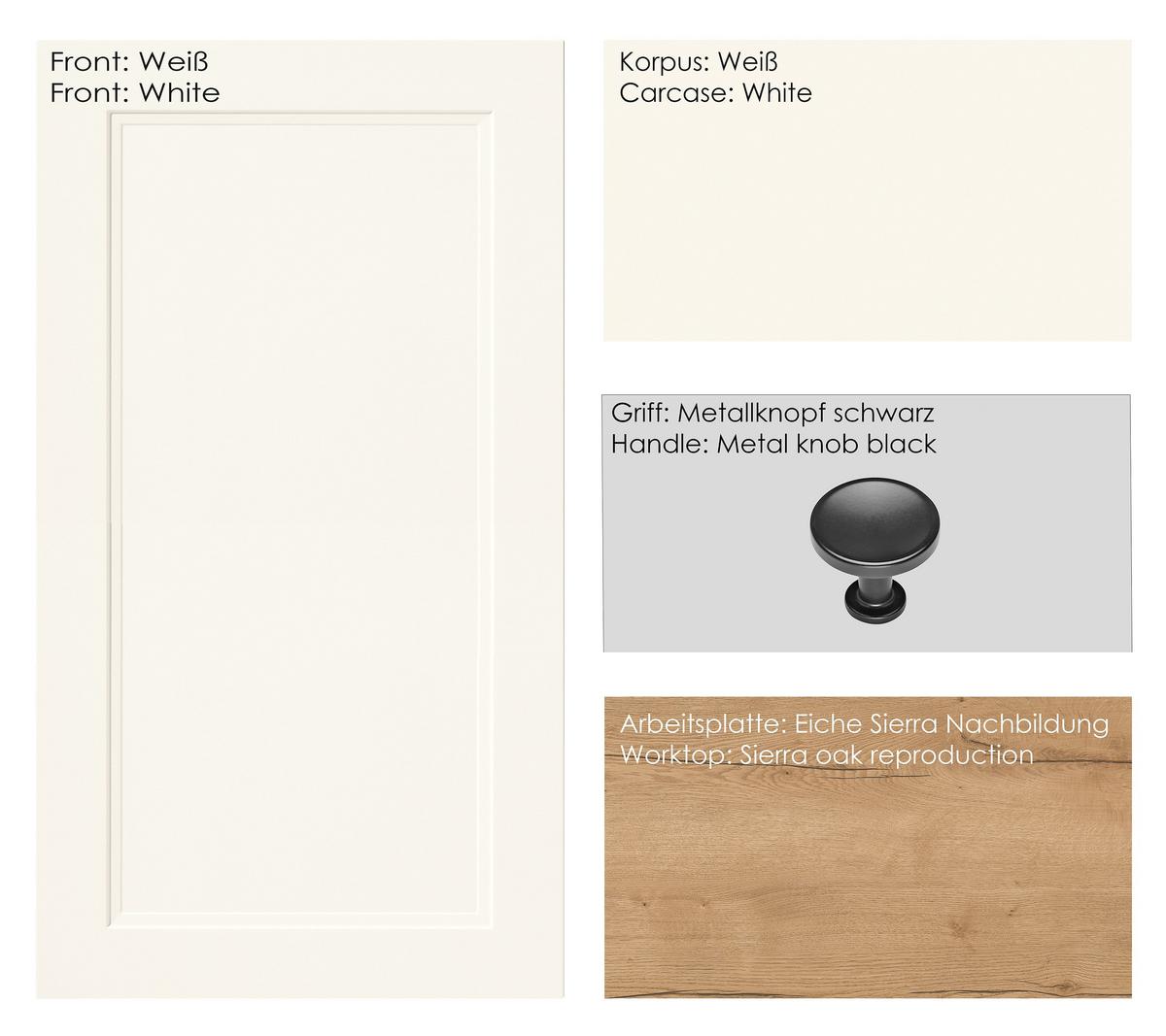 Kuchynská linka 330 cm, biela/dekor dub Sierra - čierna/biela, Modern, kov/kompozitné drevo (330cm) - Nobilia