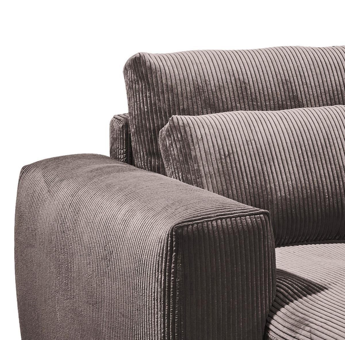 Big Sofa Barura Loveseat Mokka Cord - Schwarz/Mokka, KONVENTIONELL, Holzwerkstoff/Textil (292/90/194cm) - MID.YOU