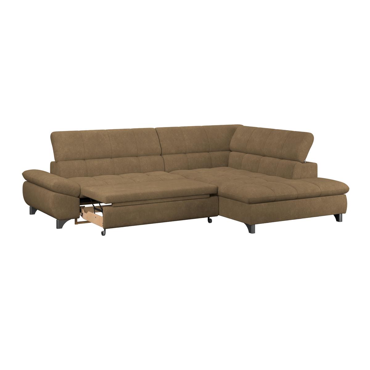 Eckbank Gemini Braun, B: 312cm - Chromfarben/Braun, KONVENTIONELL, Textil (312/234cm)