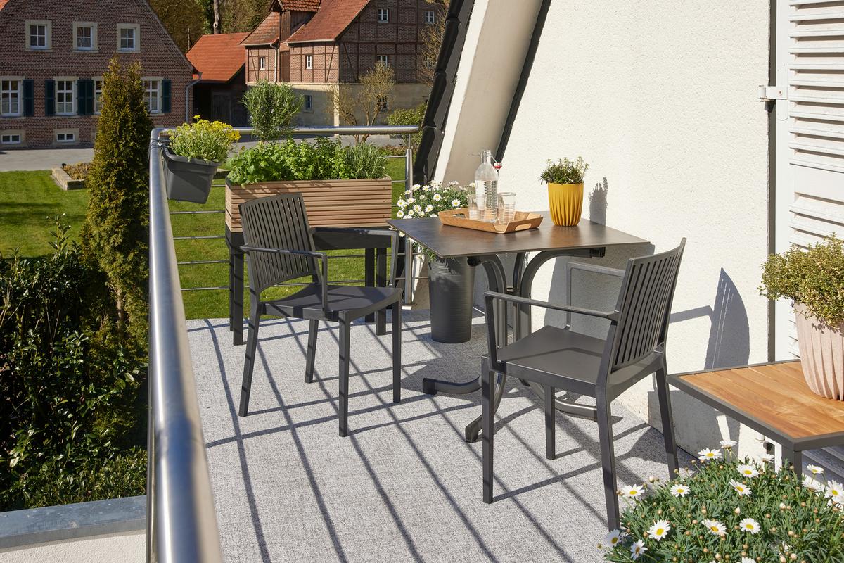 Gartengarnitur T20182 - Anthrazit, Basics, Holzwerkstoff/Kunststoff (80/80/80cm) - Siena Garden