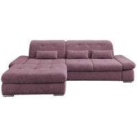 Ecksofa Mit Schlaffunktion Dalida Brombeere Chenille - Chromfarben/Brombeere, Design, Textil (196/300cm) - Livetastic