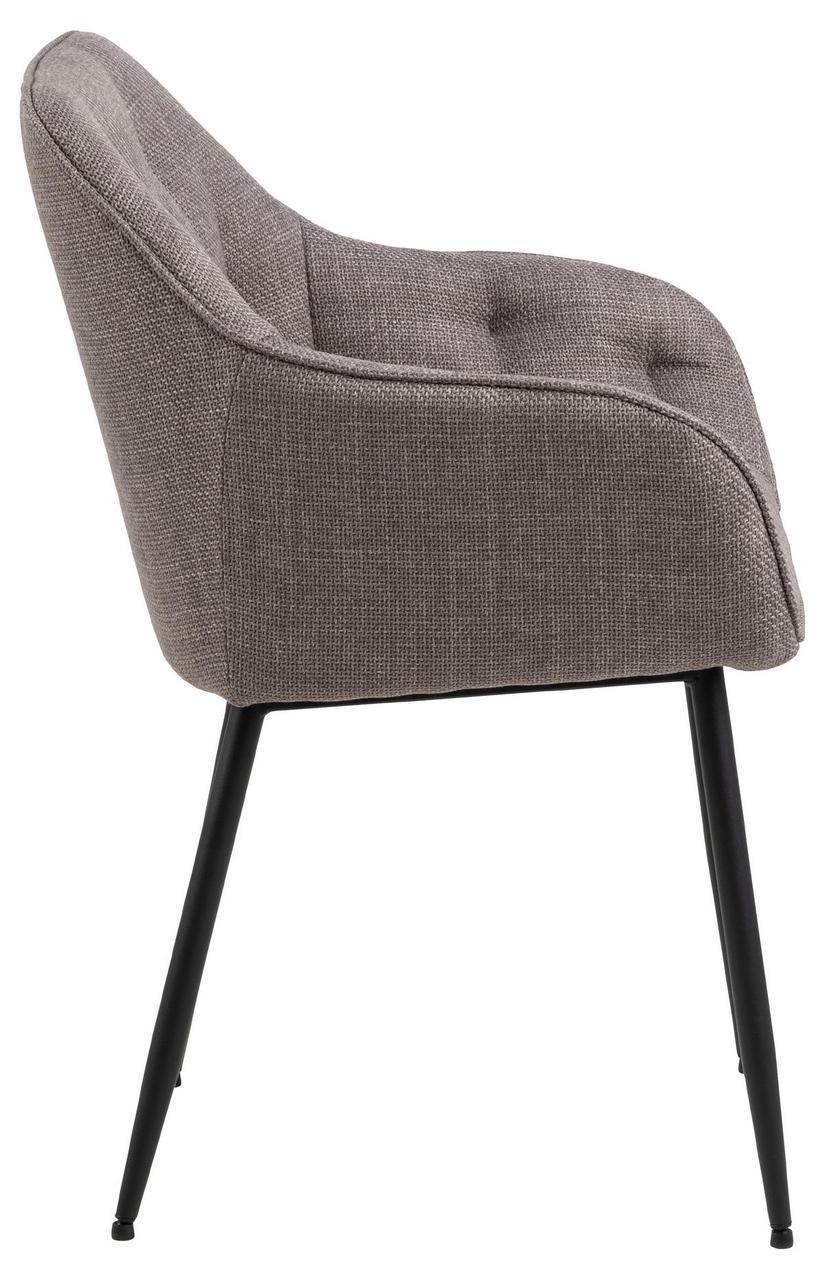 Armlehnstuhl Brooke Graubraun Gepolstert - Graubraun/Schwarz, Design, Textil/Metall (58/83/55cm) - MID.YOU