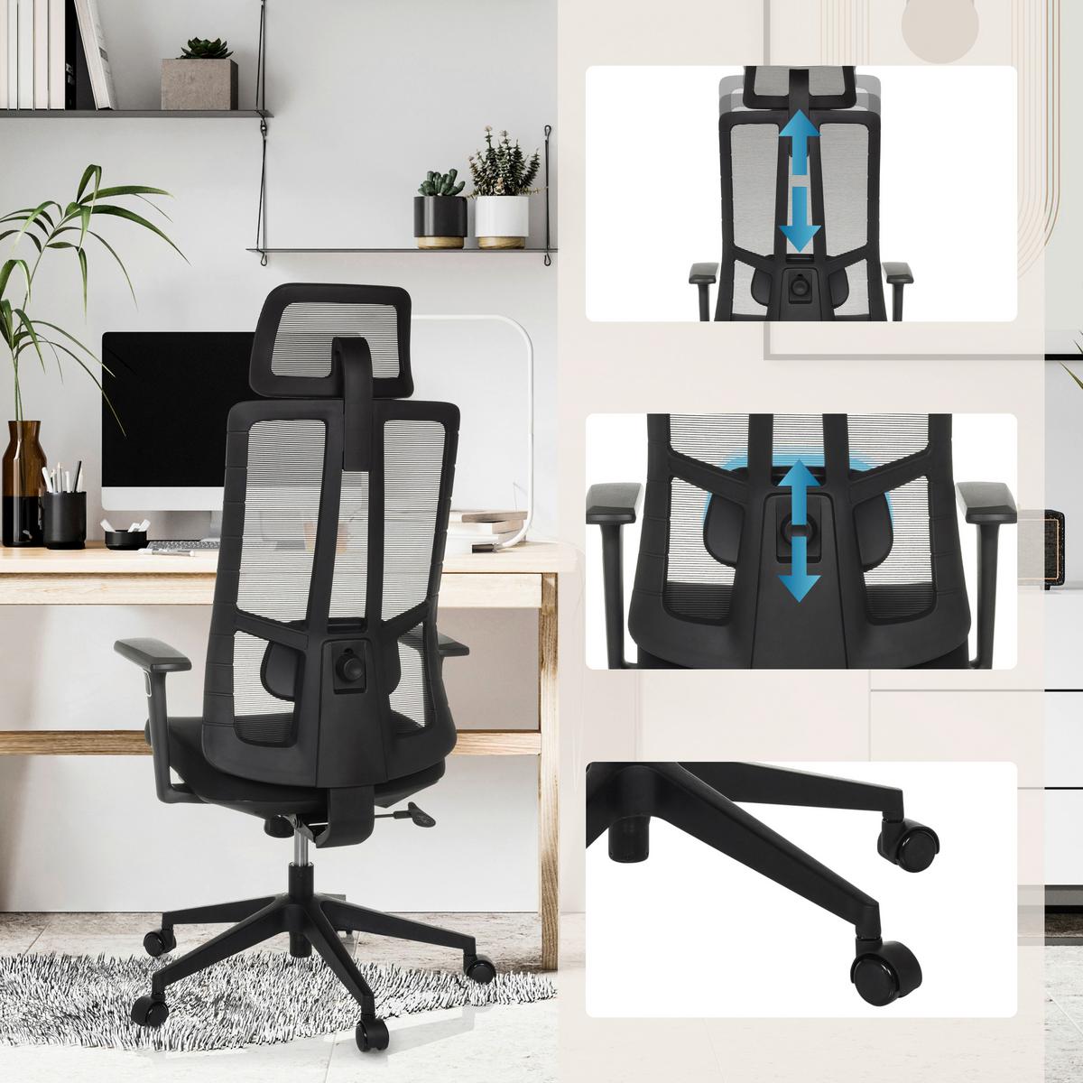 Drehstuhl Tramore Schwarz B: 67 cm - Schwarz, MODERN, Kunststoff/Textil (67/118 - 133/60cm) - MID.YOU