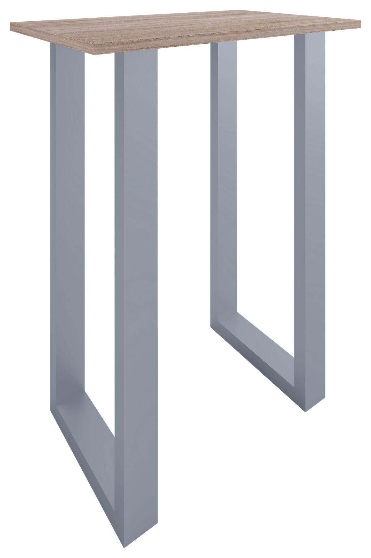 Bartisch Xona B 80x50 - Eichefarben/Silberfarben, KONVENTIONELL, Holzwerkstoff/Metall (80/50/102cm)