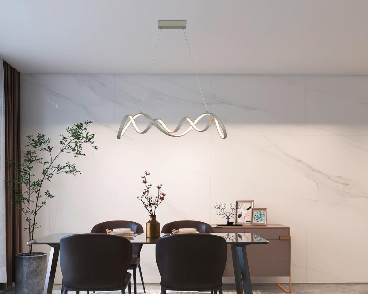 Led Függőlámpa Krispin - homokszínű/fehér, Modern, műanyag/fém (75cm) - Luca Bessoni