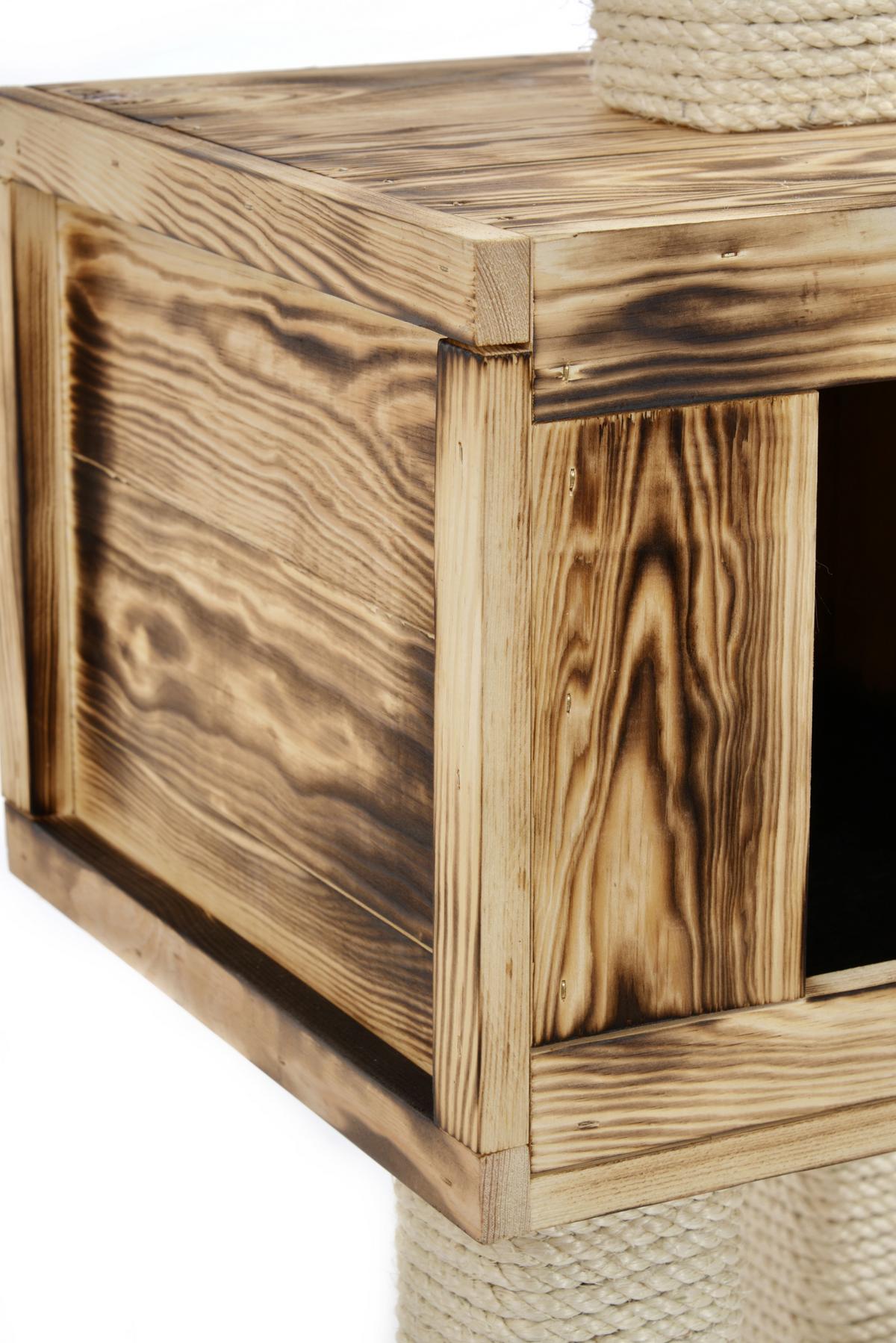 Kratzbaum Finn LxBxH 36x16x114 cm 3 Ebenen mit Schlafhöhle - Naturfarben, KONVENTIONELL, Holz (36/16/114cm)