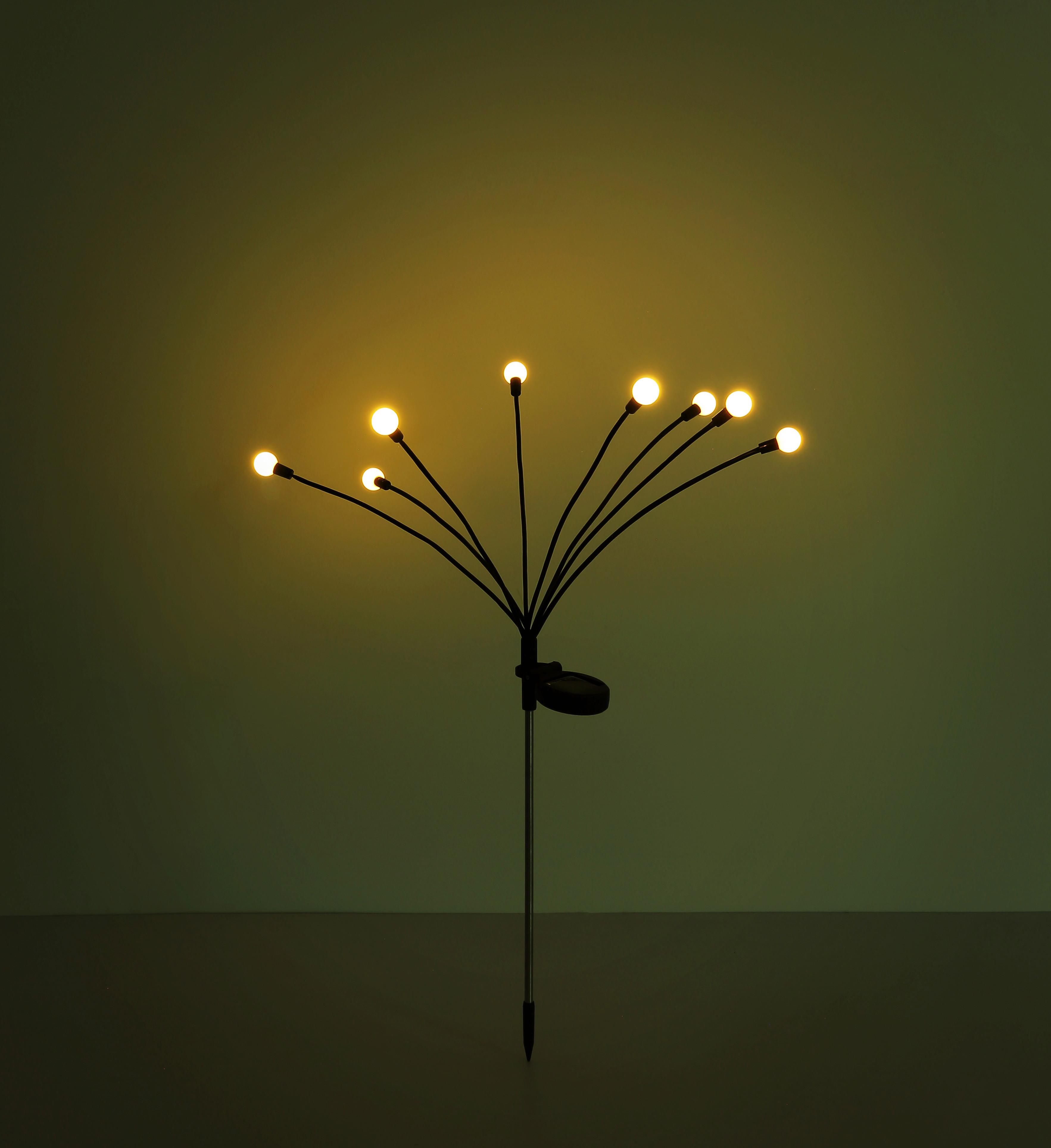 Solarleuchte mit Erdspieß Schwarz Barbara H: 70cm - Opal/Schwarz, KONVENTIONELL, Kunststoff/Metall (20/12/70cm) - Ondega