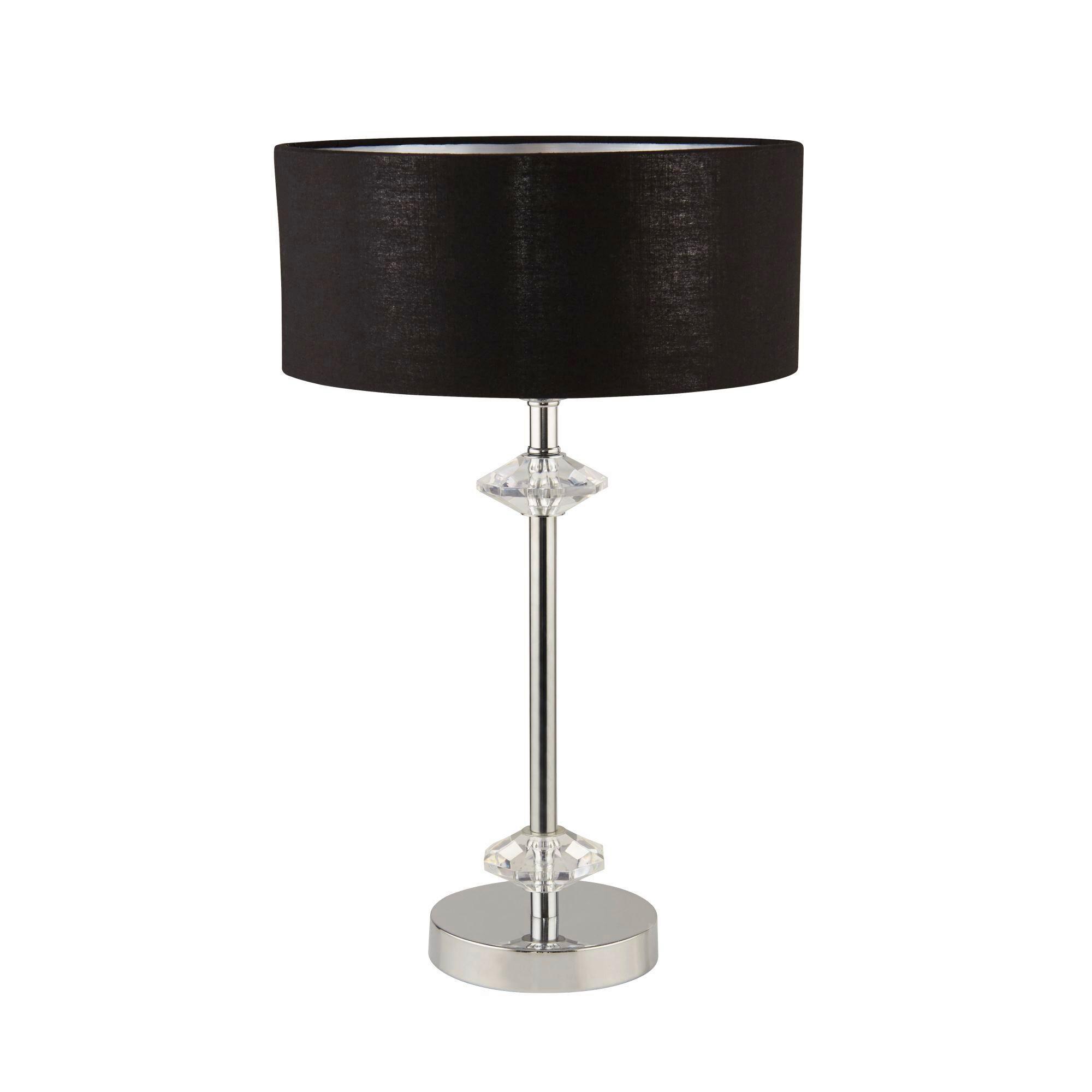 Tischleuchte Eu7651cc - Chromfarben/Schwarz, Design, Leder/Kunststoff (46/28cm)