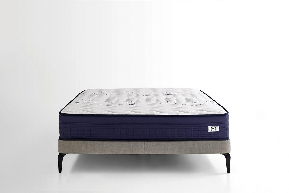 Taschenfederkernmatratze Athletic 90x200 cm H3 H: 28 cm - Weiß/Dunkelblau, Basics, Textil (90/200cm) - Yatas