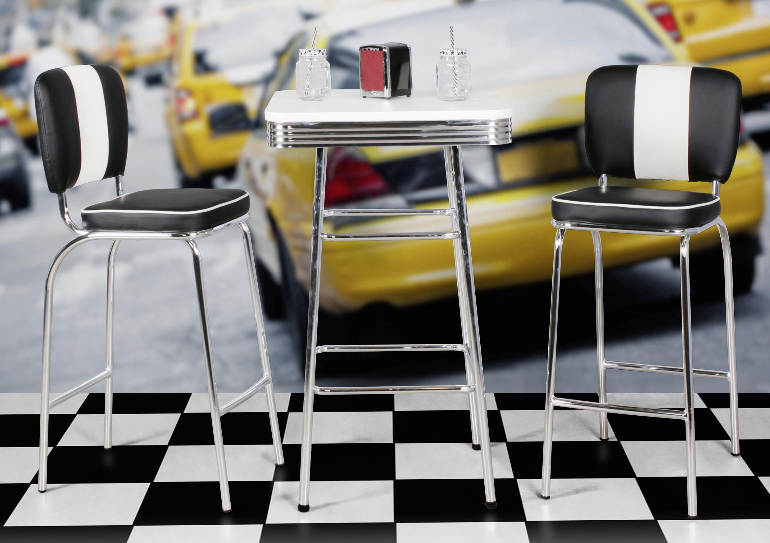 Barová stolička AMERICAN DINER čiernobiela - čierna/biela, Modern, kov/plast (40/110/38cm) - MID.YOU