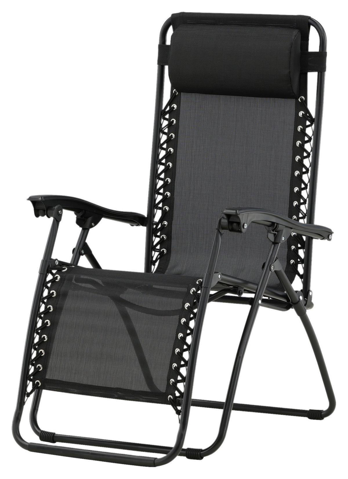 Garten-Relaxsessel Melker - Schwarz, KONVENTIONELL, Kunststoff/Textil (68/112/90cm) - Gardenson