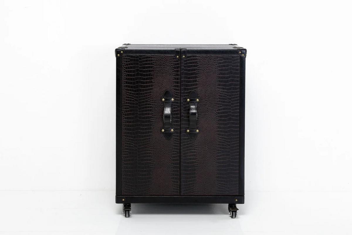Barschrank Globetrotter - Schwarz/Braun, Trend, Holzwerkstoff/Kunststoff (66/83/44,5cm) - Kare-Design