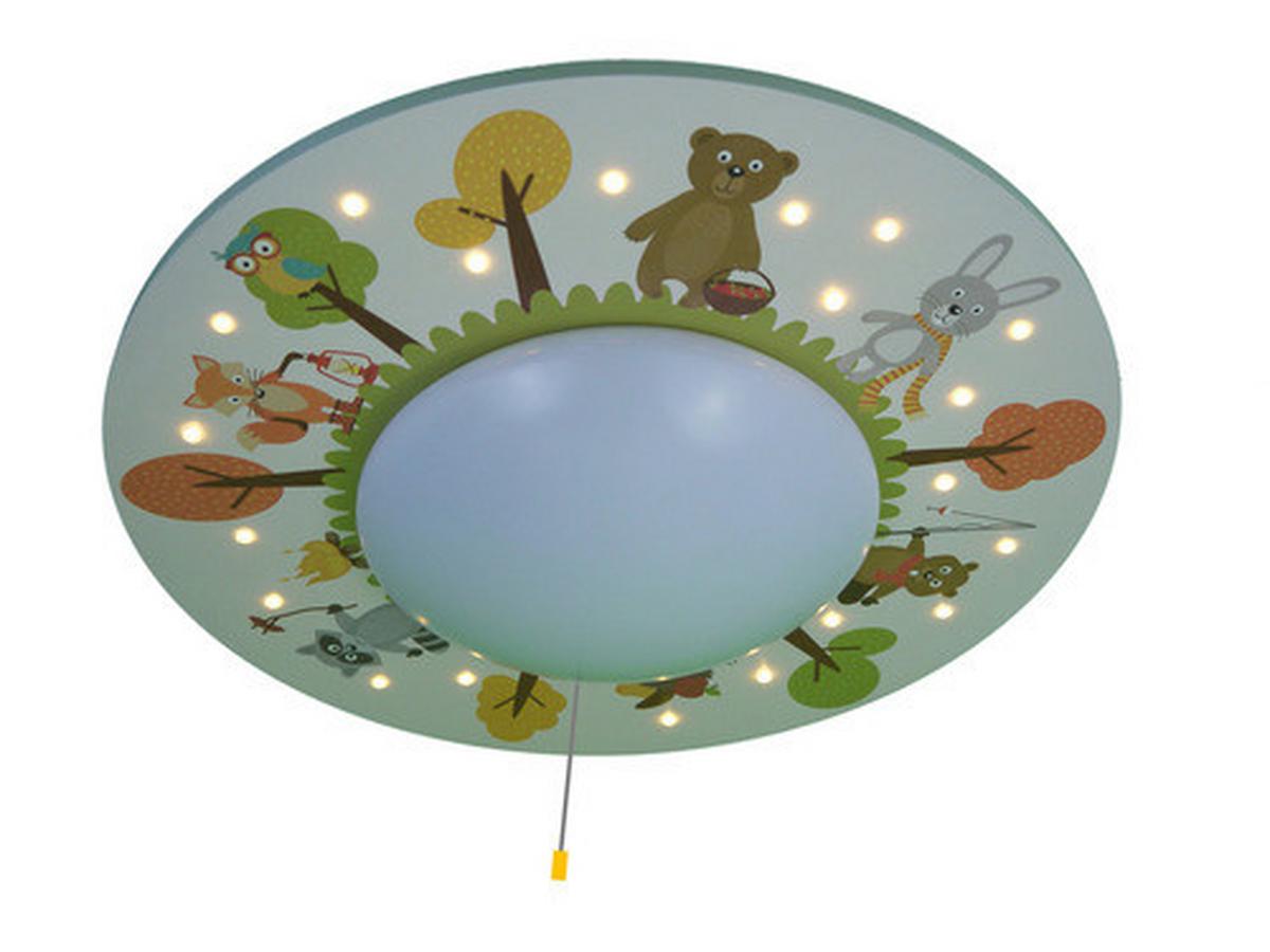 Kinderdeckenleuchte Waldtiere Ø 54 cm mit Sternenhimmel - Multicolor, Trend, Holz/Kunststoff (54/11cm) - Niermann
