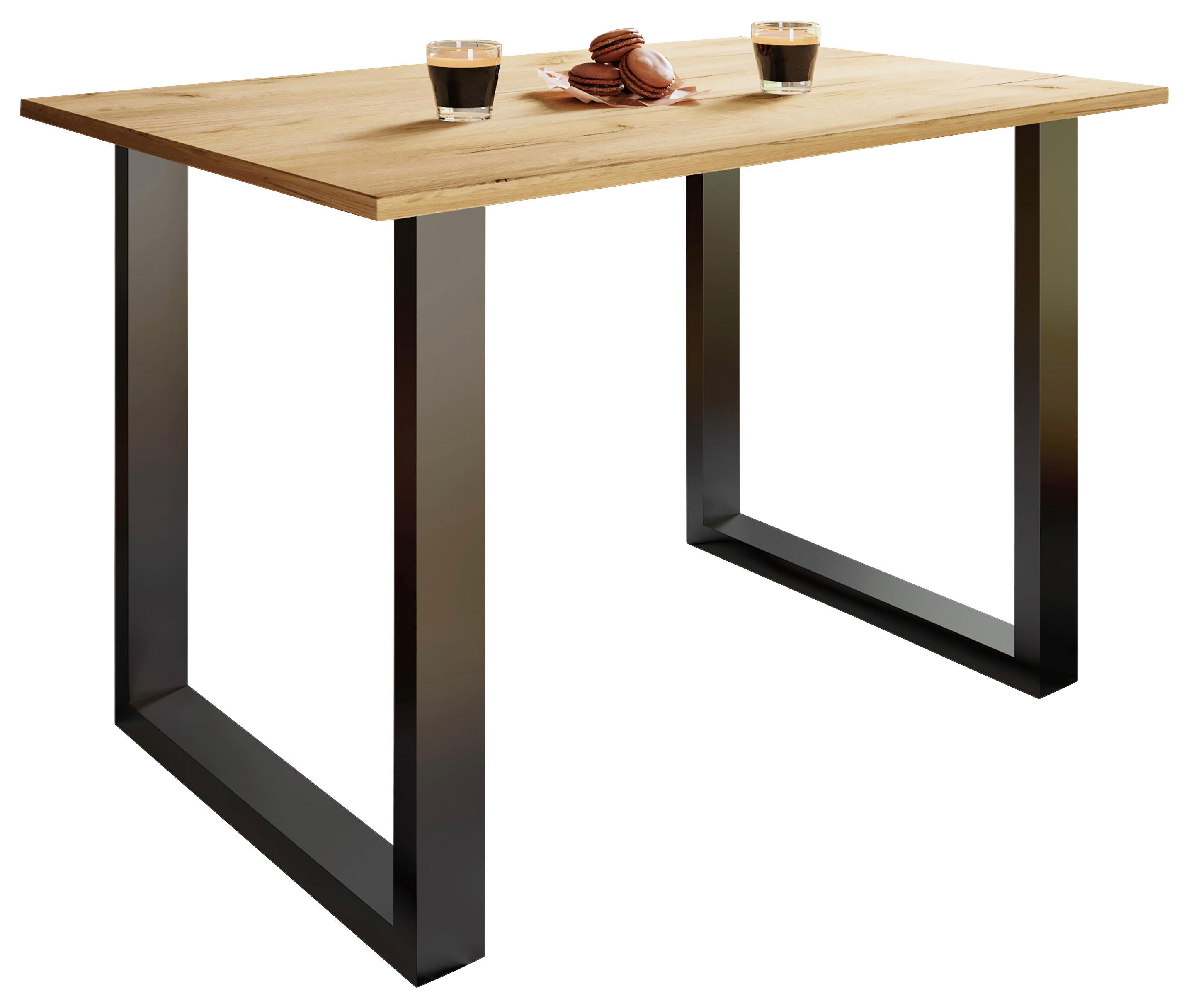 Esstisch Xona Schwarz/Honigeiche Dekor - Honigeiche/Schwarz, Design, Holzwerkstoff/Metall (110/80/76cm) - MID.YOU