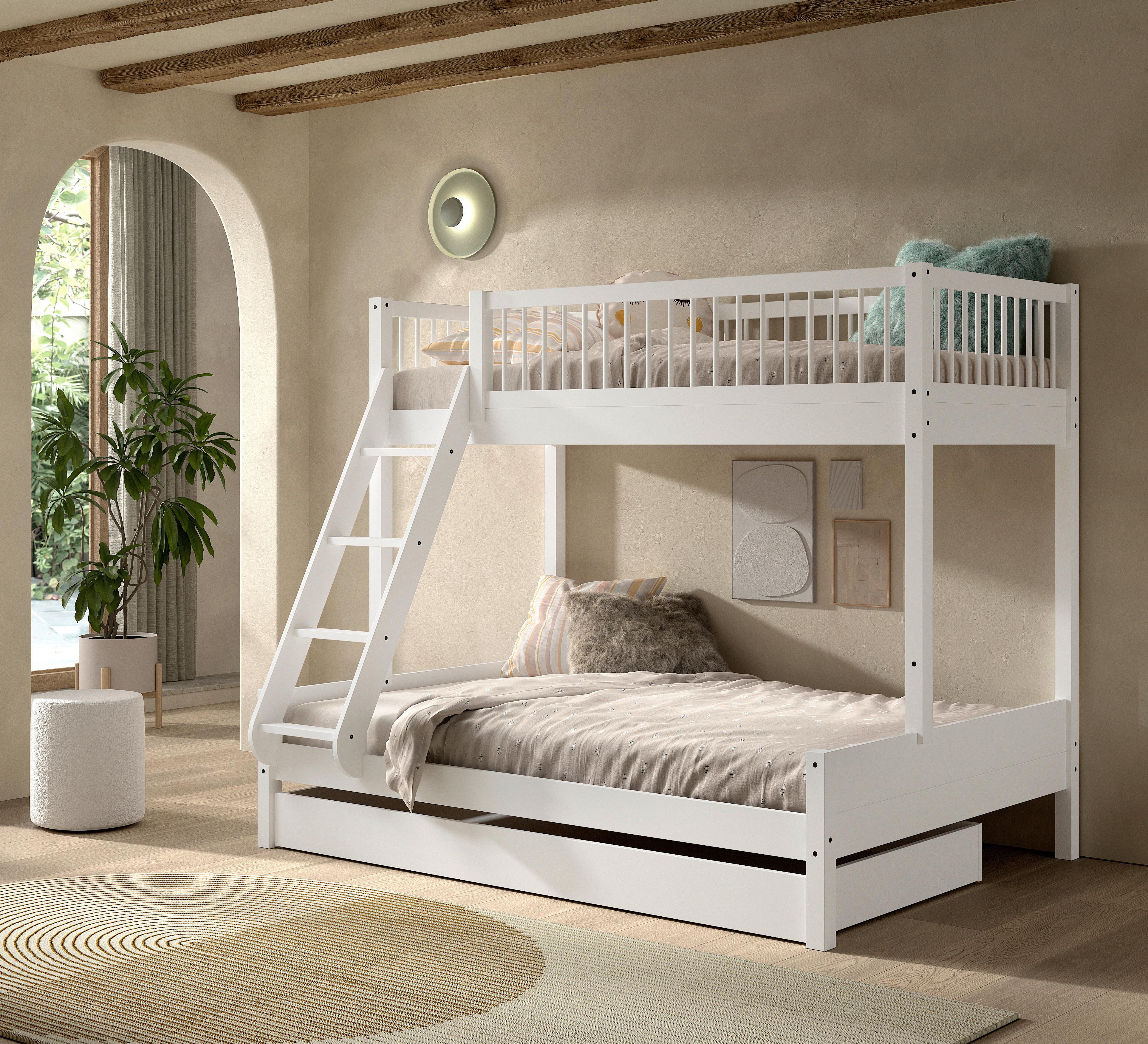 ETAGENBETT Forrest Weiß 90/140x200cm - Weiß/Naturfarben, MODERN, Holz (90/140/200cm) - Vipack