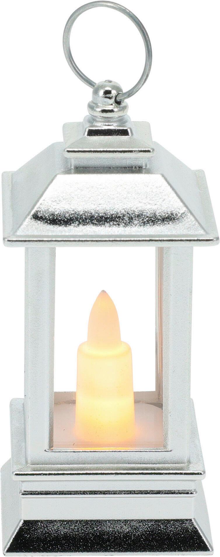LED-LATERNE LED, silberfarben - Silberfarben, Basics, Kunststoff (4.1/4.1/9cm)