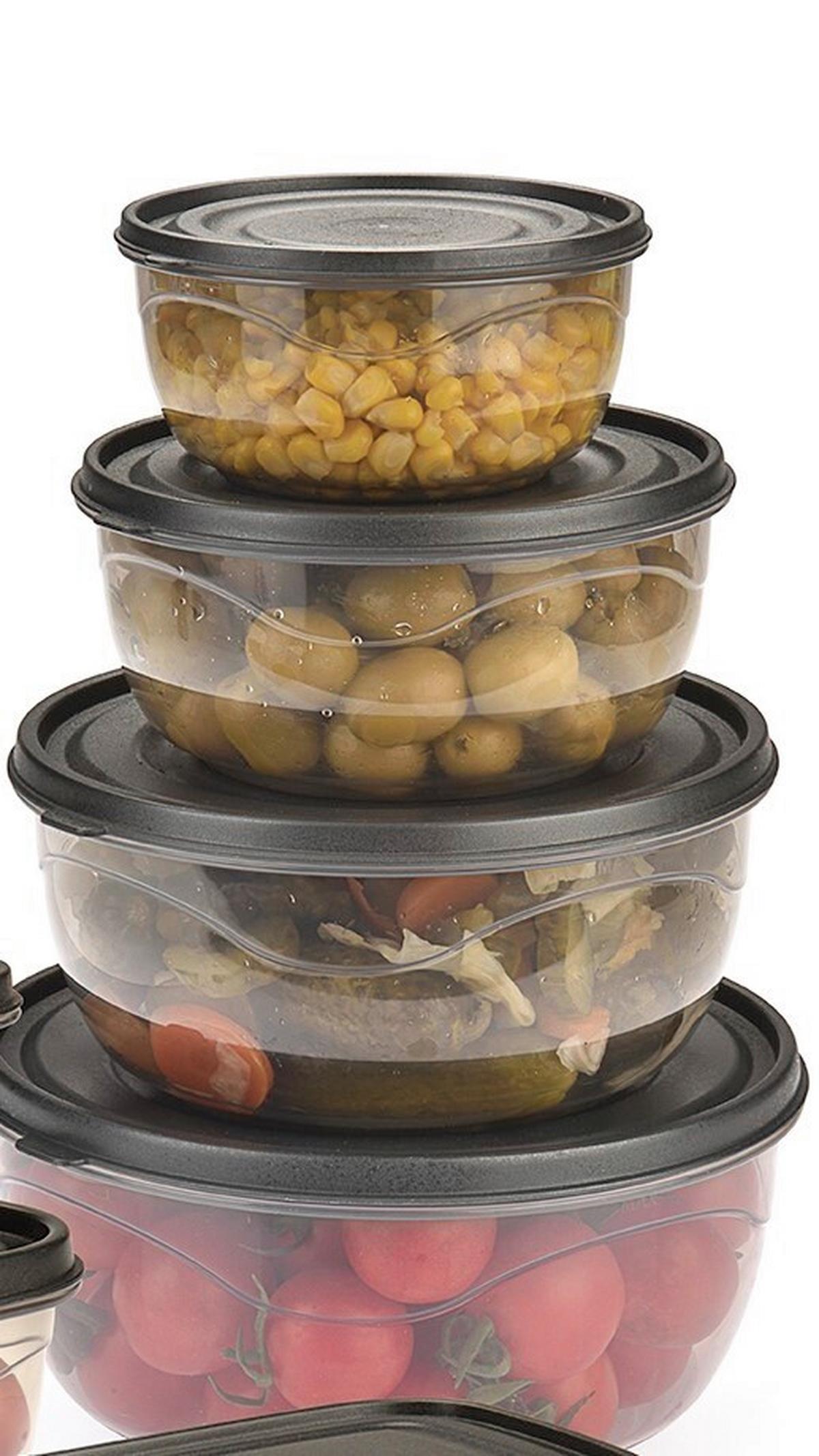 Vorratsdosenset Agnes - Transparent/Schwarz, Kunststoff - Luca Bessoni