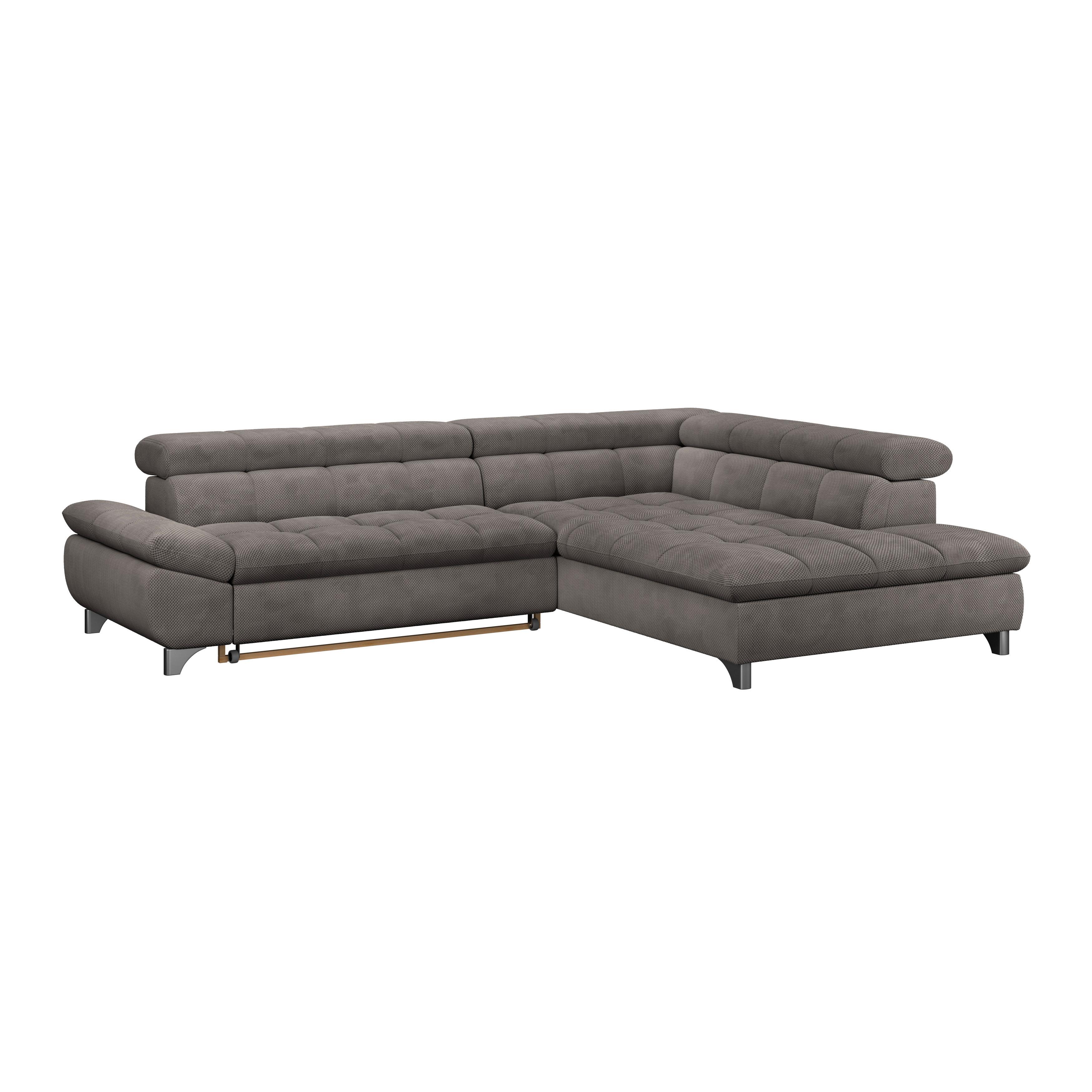 Ecksofa Gemini Braun, B: 312cm - Chromfarben/Braun, KONVENTIONELL, Textil (312/234cm)
