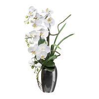 Kunstpflanze Orchideen, Weiß Topf: Silberfarben, H: 68 Cm - Silberfarben/Weiß, Design, Keramik/Kunststoff (68cm) - P & B