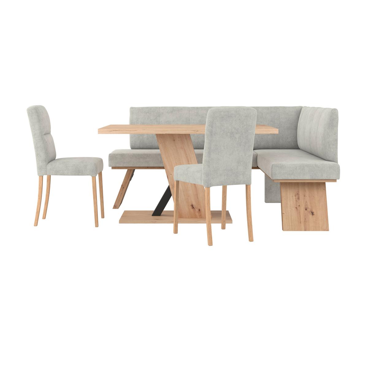 Eckbank Emma Ii Webstoff Hellgrau, B: 185 Cm - Eichefarben/Hellgrau, KONVENTIONELL, Holzwerkstoff/Textil (185/150cm)