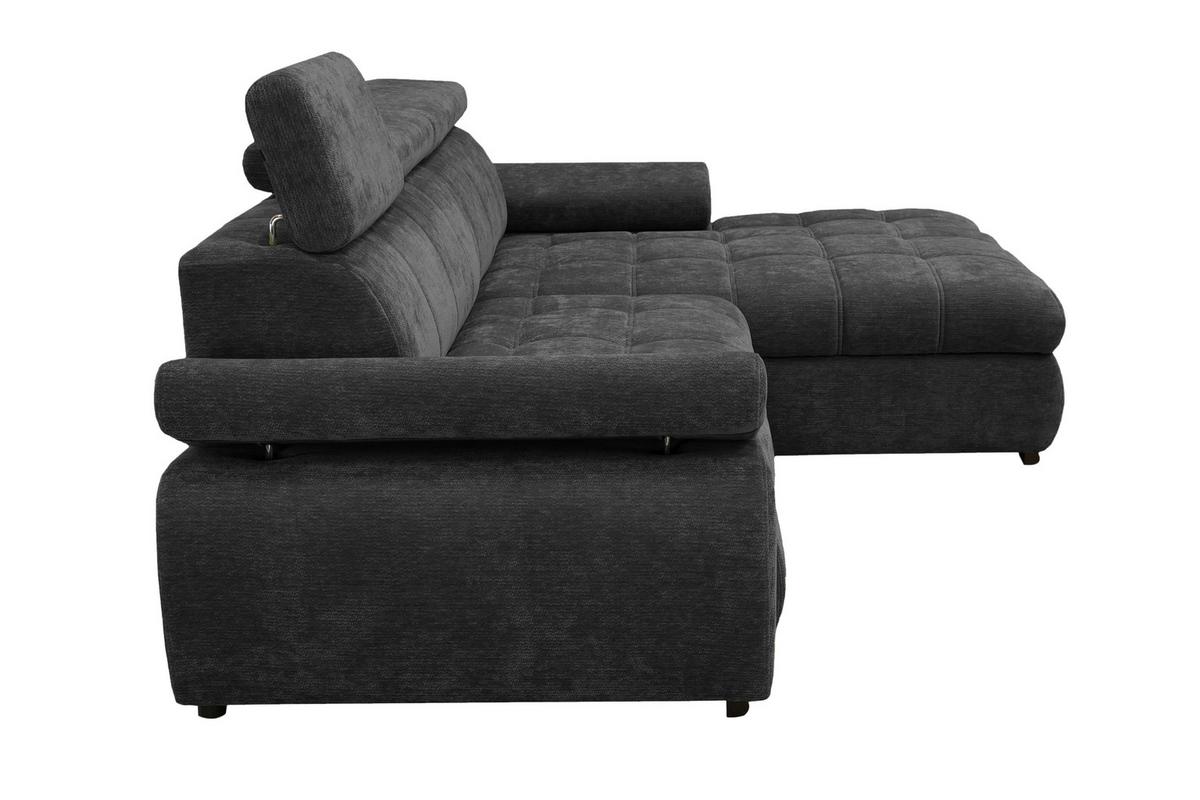 Rohová sedačka VEGAS, pravá, černá žinylka - černá, Design, dřevo/textil (294/173cm)